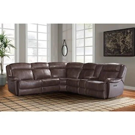 Casual Dual Power Reclining Sectional Sofa with Power Headrests, USB Ports, and Cup Holders
